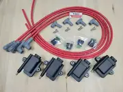 IGN Smart coil IGTB high output & MSD spark plug wires Mazda 13B rotary kit Red