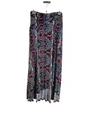 New Meaeve Anthropologie Womens Medium Blue Motif High Low Pull On Skirt