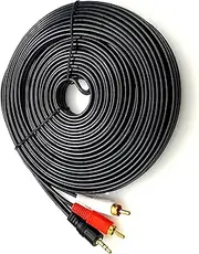3.5mm Stereo Audio Male to 2RCA Male Adapter Cable AUX Line-in to 2 RCA Plug Cord Gold Plated 1.5M ~ 20M (15M)