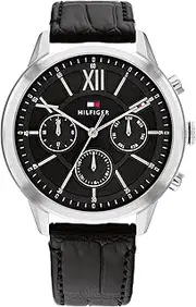 [Tommy Hilfiger] Morrison Black Calfskin Grey Dial Men's Watch