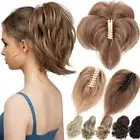 Daily Short Straight Curly Hair Ponytail Claw Clip In Natural As Human Pony Tail