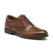 New Bass Flex Step Men's Wingtip Oxford Tan Dress Shoes Slip Resistance Sizes