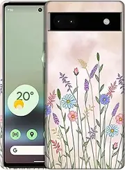 [SuzaCase] Back Case for Google Pixel 6A 5G, Floral Watercolored Design, Slim Durable Hardshell Protective Phone Case/Cover for Pixel 6A 5G