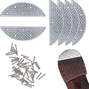 [DUTWROY] Metal Heel Plates 3 Pairs Sole Repair Kit with Screw Nails Shoes Heel Taps Tips Repair Pad for Shoes and Boot, Silver, Medium