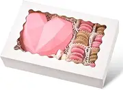 Ocmoiy 12 x 8 x 2.5 Inch Bakery Boxes, 20 Pack Auto-Popup Cookie Boxes with Window, White Treat Box for Chocolate Covered Strawberries, Cocoa Bombs, Donuts, Muffins, Pastries