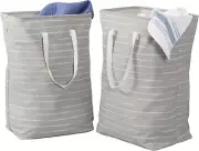Set of 2 Collapsible Fabric Laundry Basket Hampers with Handles, Grey