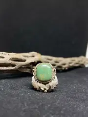 Native American Navajo kings manassa turquoise Sterling Silver Leaf Ring Size 6