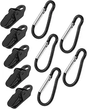 SWOOMEY 1 Set Car Tent Hooks Carabiner Charms for Keychains Jump Rings Flagpole Clips Elastic Bungee Cord Windproof Tent Clip Spring Clip Extra Long Bungee Cords Keychain Clip PC Black