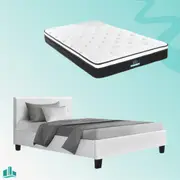 King Single Package | Coogee Bed White & Bonita Euro Top Mattress (Medium Firm)