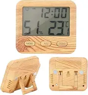 Electronic Clock Home Indoor Accurate Temperature and Humidity Meter Thermometer Hygrometer Wood Grain Digital for Baby Room Study Kitchen