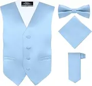 S.H. Churchill & Co. Boy's 4 Piece Vest Set, with Bow Tie, Neck Tie & Pocket Hankie