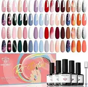 Modelones 36 Pcs Gel Nail Polish Kit, Vibrant Holiday Gel Polish Set 7ML Soak Off Glitter Nail Polish, with Bond Primer Matte& Glossy Top Base Coat, Home Manicure Gift Thanks Giving Christmas Day
