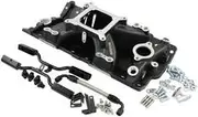 Aeroflow Sbc EFI Air Gap Intake Manifolsingle Plane Chev 350 Black - AF6290-1000