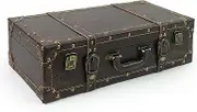 DreamsEden Small Wooden Storage Suitcase, Vintage Decorative Box with Strap, Portable Wood Storage Trunk Chest Keepsake Case (Brown)