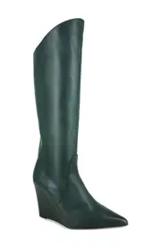 ZIGI Karlin Pointed Toe Wedge Boot in Green Leather at Nordstrom, Size 9Us