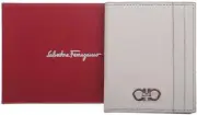 NEW SALVATORE FERRAGAMO GANCINI TALCO & BROWN LEATHER CREDIT CARD HOLDER WALLET