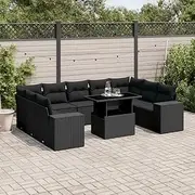 Garden Lounge Set Poly Rattan Black Outdoor Furniture Sets, Piece Patio Set for Outdoors, Chairs & Table for Garden, Balcony, Conversation