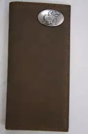 ZEP-PRO NCAA Kansas Jayhawks Roper CRAZY HORSE Leather Wallet BURLAP gift bag