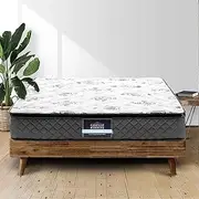 Giselle Bedding Queen Mattress Innerspring Foam 24cm Thickness,Queen Size Bed Mattresseswith Breathable Pillow Top and Soft Quilting Top, 5Yrs Warranty, Medium Firm, White + Grey with Vacuum Packed