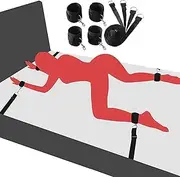 Hand Leg Cuffs Ankle Wrist Restraints Sex Kit for Adults Couples Under King Bed Queen Size Bed Sexy Handcuffs Set Women Toys BDSM Bondaged Bed Frame Straps Spreaders Bar Adult SM Toys Sweater