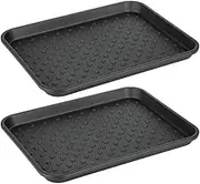 iDesign Plastic Under Sink Mat Tray for Kitchen Cabinet, Bathroom, Entryways, Office, Mudroom, College Dorm, (Set of 2), 17" X 13" X 2", Black