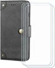 LCEHTOGYE Cover for Lebest L20 2109 + 3 Slice HD Tempered Glass,Shell BracketBumper Protective Back Case - Anti-Scratch Screen Protector for Lebest L20 2109 -HZLD -Black