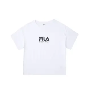 FILA 女款白色圓領休閒短袖上衣 5TEV-1504-WT