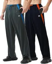 [ZEROWELL] Men’s Athletic Pants with Zipper Pockets Open Bottom Lightweight Sweatpants, for Workout, Running, Gym, Training