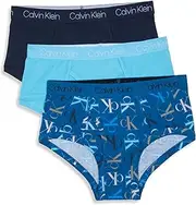 [Calvin Klein] CK Boys Underwear Briefs, Deep Moat Blue/Black Iris/Sky High, Small, Deep Moat Blue/Black Iris/Sky High, Small