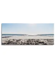 Stupell Industries Coastal Beach Strip Landscape Nautical Fence Tall Grass Stretched Canvas Wall Art by Natalie Carpentieri