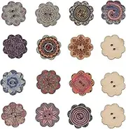 Baxnore100PCS Wooden Flower Buttons, Vintage Knitting Buttons, Wooden Buttons, Flower Shaped Wooden Button, Manual Button for Craft 20mm
