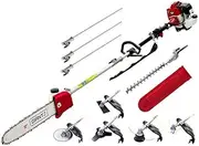 Giantz Pole Saw, 62cc Hedge Trimmer Brush Cutter Poles Tree Pruner Chainsaw Cordless Petrol Hand Power Chainsaws Home Garden Farm Whipper Snipper Tool Saws, 12" Bar Anti-slip Padding 7 in 1