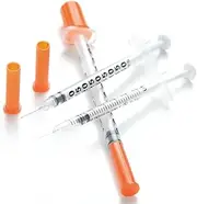 100pcs, 1ml/cc Insulin Syringe with 31G 0.3Inch Needle - Orange Syringe (31G-8mm-100Pack)