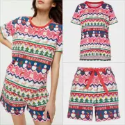 Peter Alexander Women's Fair Isle Tee & Short Pyjama Set Various Sizes NWT
