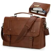 Mens Messenger Bag 17 Inch Waterproof Vintage Leather Laptop Briefcase Large