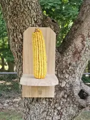 Squirrel Feeder Hand Made Cedar Wood Chipmunk Feeder Corn Cob Bird NEW