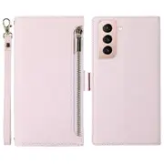 For Samsung Galaxy S21 Fe 5g Litchi Texture Full Protection Phone Case Zipper Pocket Pu Leather Wallet With Strap