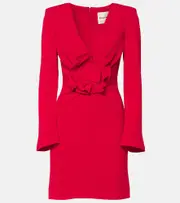 [Roland Mouret] Roland Mouret Floral-appliqué draped cady minidress AU 8 red
