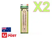 THERMOMETER WOODEN x 2 INDOOR OUTDOOR THERMOMETER MERCURY FREE FOR TEMPERATURE