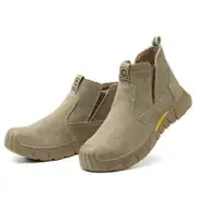 Indestructible Men Work Safety Boots Anti Smash Anti Puncture Industrial Shoes Men Steel Toe Cap khaki 43