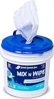 Fresh Towel Mix N Wipe Dry Bucket Wipes - Make Your Own Wet Wipes with Dispenser Buckets for Cleaning - 220 Wipes - 6 inches by 9 inches per sheet - Paper Towels Bulk