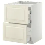 METOD / MAXIMERA base cab f hob/2 fronts/3 drawers, white/Bodbyn off-white, 60x60x80 cm