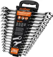 15-Piece Metric Spanner Set, Combination Spanners Open and Box End Wrenches 8-22