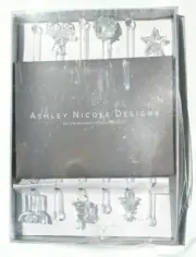 New Set Of 6 ASHLEY NICOLE Clear Glass Drink Mixers Glass Swizzle Sticks