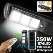 Weatherproof 250W LED Solar Street Light PIR Radar Sensor Remote Road Lamp 7500K