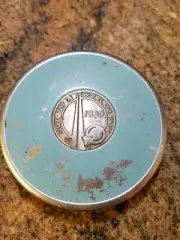 1939 New York Worlds Fair Compact Powder Mirror Vintage original makeup Ladys