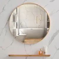 在飛比找momo購物網優惠-【YORI優里嚴選】60cm圓形鏡子 簡約北歐風浴室鏡 化妝