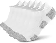 [Shudyear] Trainer Socks for Men Women, 6 Pair Breathable Ankle Sock with Cushion, Cushioned Cotton Sports Sock with Arch Support, Low Cut Sports Socks Multipack (9-12), White, 6-9