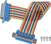 uxcell IDC Rainbow Wire Flat Ribbon Cable DB25 Female to DB25 Female 8 Inch Length 2.54mm Pitch Breadboard Jumper Wires for Electronic Projects