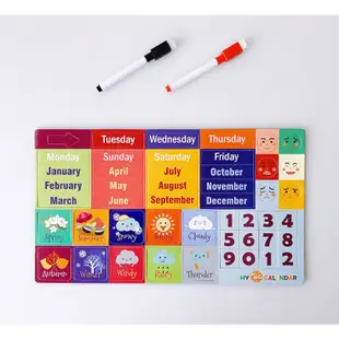 兒童磁性貼紙牆 英文日期月份情緒天氣季節貼紙掛曆板 兒童英語卡教室裝飾日曆 塗鴉寫字板畫板 寶寶早教玩具